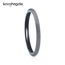 Черное кольцо из карбида вольфрама 2 мм Женское Обручальное Кольцо серебряная матовая поверхность купольная лента