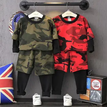 

children's clothing sets for boys child boy clothes Letter T shirt Tops+Camouflage Pants European Style carnival costume 2-6year