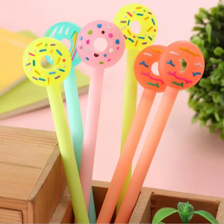 

1 Piece Lytwtw's Stationery Cute Doughnuts Pen Creative School Supply Office Gel Pens Candy Donut Gift Sweet Handles