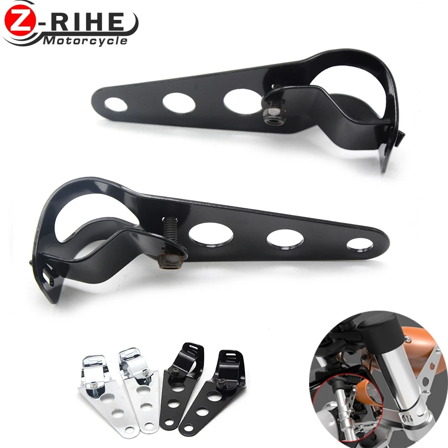 

Paired Universal Black/Chrome Headlight Mount Bracket For Motorcycles Fork Bobber Racer 35mm-43mm for YAMAHA DUCATI KAWASKI BMW