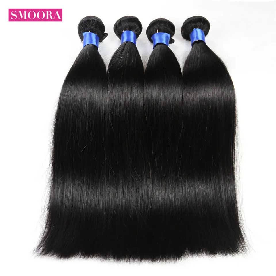 

New Mink Brazilian Straight 4 Bundles Deal 100% Real Human Hair Extensions Straight Weaving No Shedding No Tangle Smoora Company