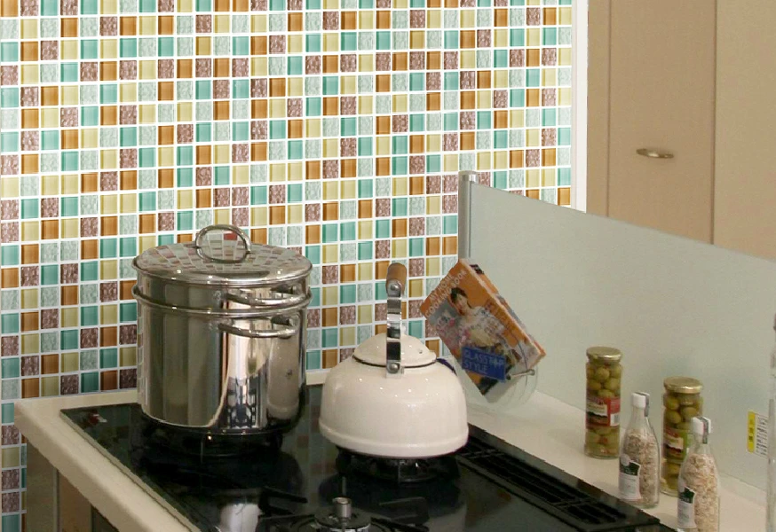 Tstgt arancione disegno delle mattonelle di mosaico per cucina