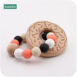 Bopoobo деревянный детский браслет пончик в форме ювелирных изделий прорезывание зубов для органический деревянный силиконовые бусины