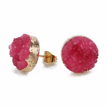 LOULEUR 1 пара необработанный Кристальный Кварц Druzy серьги-гвоздики для женщин геометрическая форма золотой цвет натуральный камень серьги-гвоздики ювелирные изделия