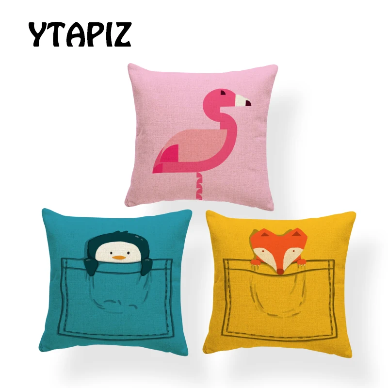

Personalized Cartoon Pillowcase Cat Elephant Flamingo Rabbit Panda Monkey Bird Dog Fox Sloth Decoration Home Sofa Cushion Cover