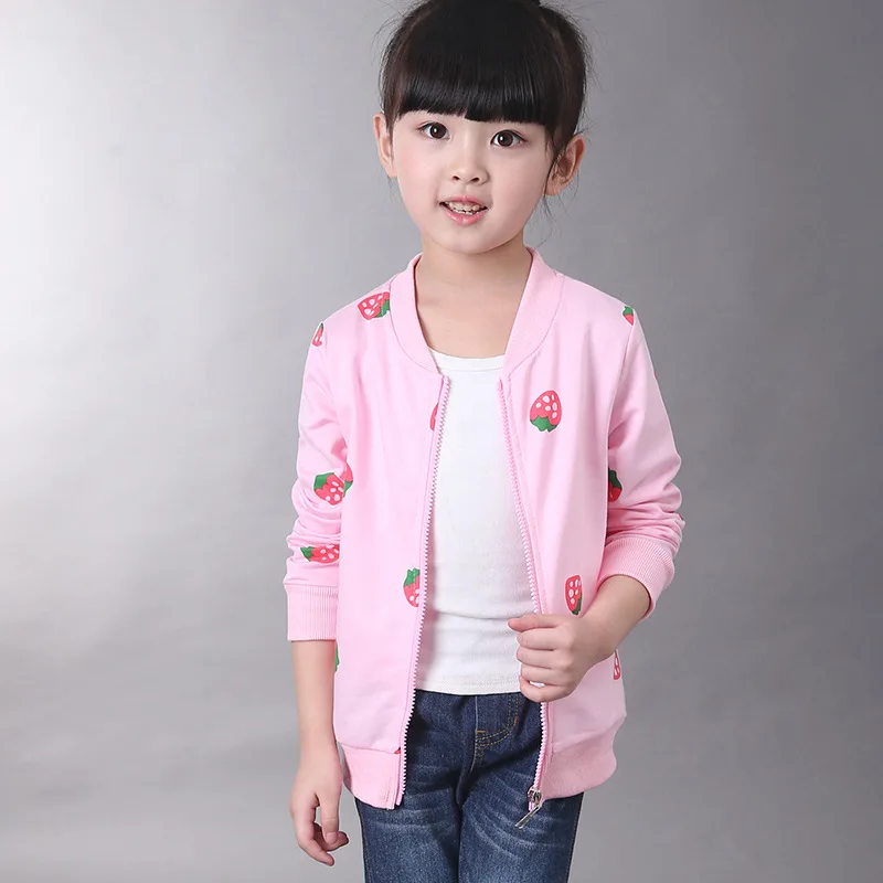 Strawberry Pattern Cardigan For 2-6Y Girls Outwear Coat Kids Clothes Baby Jacket vetement enfant fille | Детская одежда и обувь