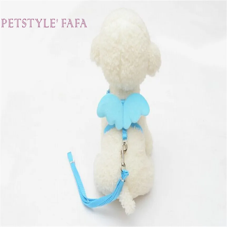 

dog collar and leash set Cute Angel Pet Dog Leads Small Pet Designer Wing Adjustable Harness Pet supplies 2018 Summer Fashion