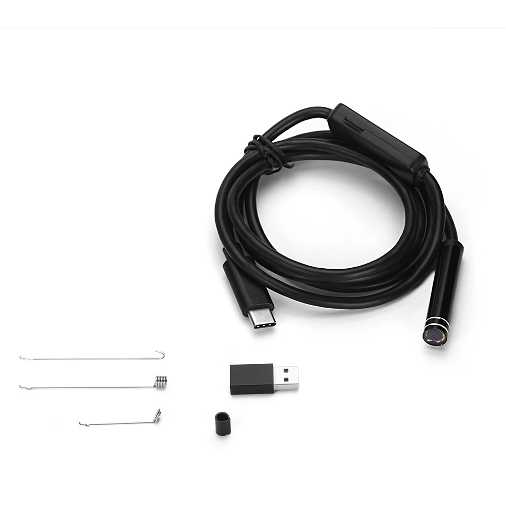 Type-C endoscope 5.5mm lens 1/3/5/7/10m semi rigid cable usb android endoscope camera waterproof led Borescopes for car repair