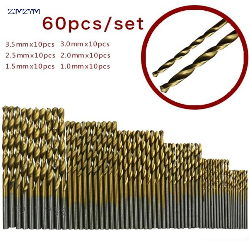 60pcs/set 1MM 3.5MM high quality Round handle High Speed Steel Twist
