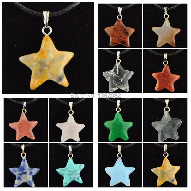 

Wholesale 12pcs/lot Fashion Crystal Tiger Eyes Natural Stone Carved Lucky Star Charms Pendants Necklace Gift MN502