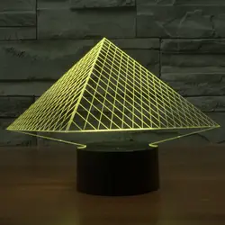 Горячий Новый 7 видов цветов Изменение 3D bulbing свет Пирамида Иллюзия Светодиодная лампа творческий фигурку игрушки Рождество подарок