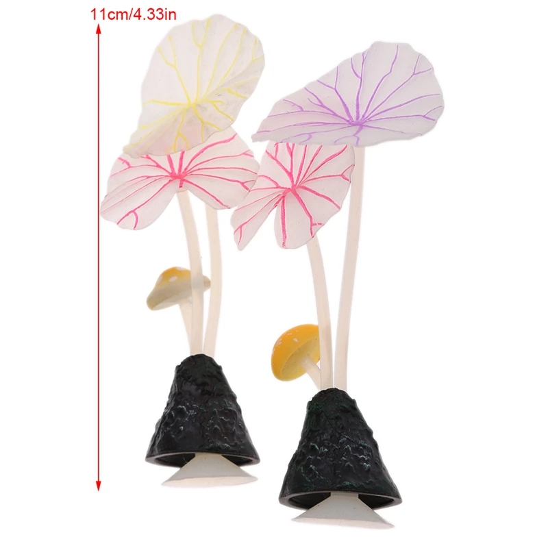 

Fish Tank Artificial Silicone Aquarium Decoration Lotus Leaf Mushroom Glowing Plant Ornament Water Landscape Decoration