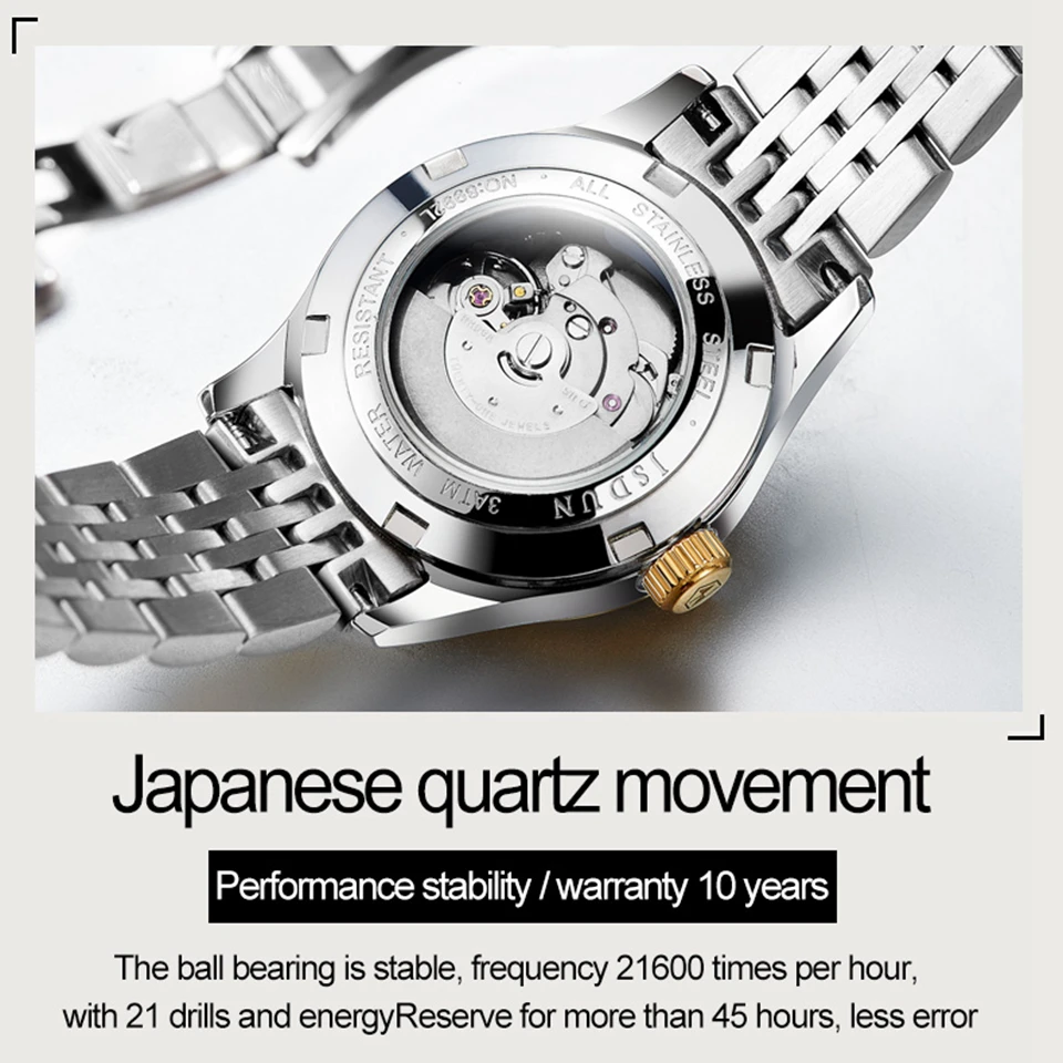JSDUN модные женские туфли часы высокого качества Япония движение автоматические часы женские роскошные механические часы relogio feminino часы