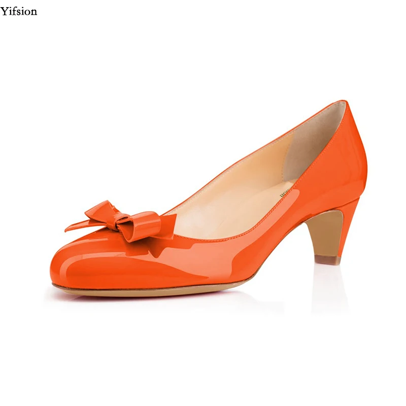 

Yifsion Women Closed Round Toe Pumps Low Heels Shoes with Bowknot for Work Office 15 Colors Party Shoes Women Plus US Size 4-15