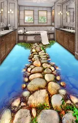 [Самоклеящиеся] 3D камни дорога река 6 Нескользящие водостойкие фото самоклеящиеся пол Фреска Наклейка обои фрески печать наклейка