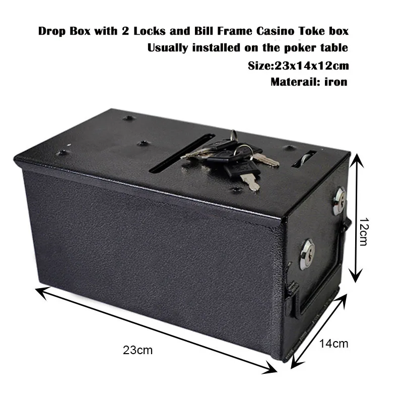 1pc Drop Box with 2 Locks and Bill Frame Casino Toke box poker table accessories