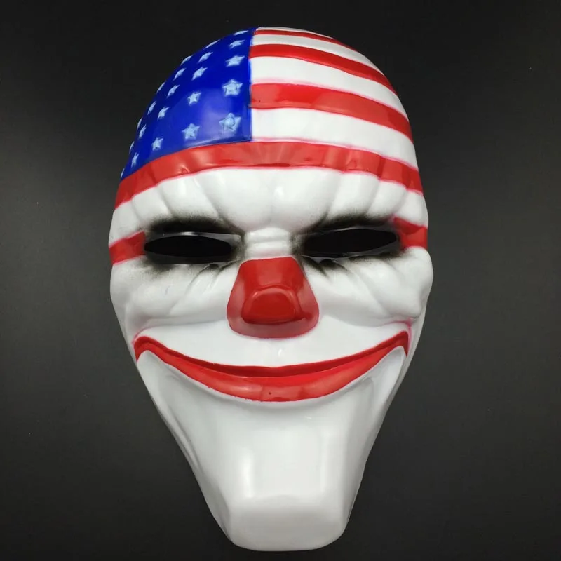 

Halloween Cosplay Payday 2 PVC Mask Dallas Wolf Chains Hoxton Horror Clown Mask Pay Day Halloween Theme Party Grimace Mask CKI03
