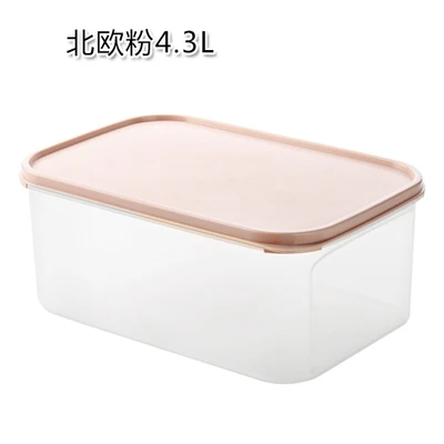 Кухонный прозрачный холодильник коробки для хранения продуктов, коробка для хранения свежих продуктов, большая коробка для хранения, пластиковый, бытовой, закрывающийся контейнер для злаков - Цвет: large size pink