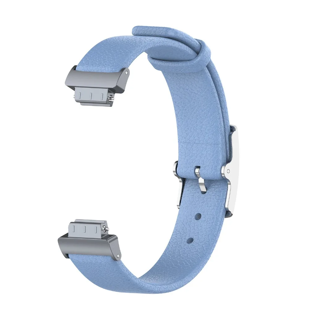 Litchi Veins Adjustable Classic Genuine Leather Replacement Bands for Fitbit InspireInspire HR Fitness Tracker Strap (22)