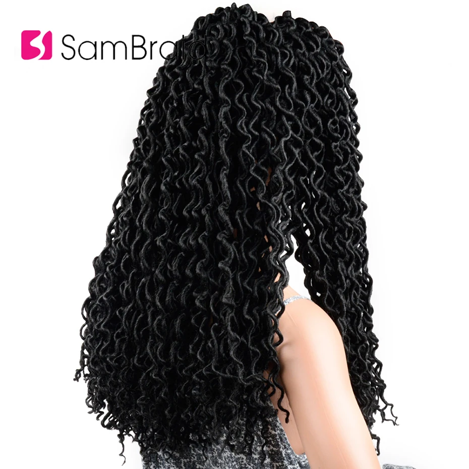 SAMBRAID 24 корня/Упаковка 18 дюймов Faux locs Curly волосы на крючках косички синтетические волосы дреды волосы для наращивания косички волосы