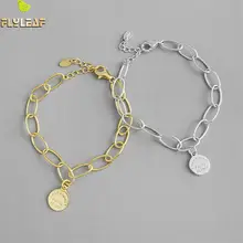 Форзац 18 К золотые геометрические буквы круглые настоящие браслеты из стерлингового серебра 925 пробы для женщин модные Изящные ювелирные Браслеты и браслеты