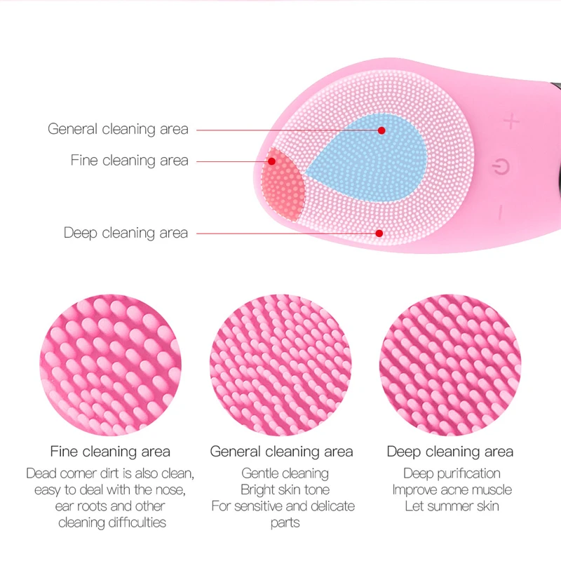 Sonic Electric Facial Cleansing Brush Vibration Massage Anion Imported Anti Wrinkle Blackhead Remove Pore Cleaner Silicone Brush