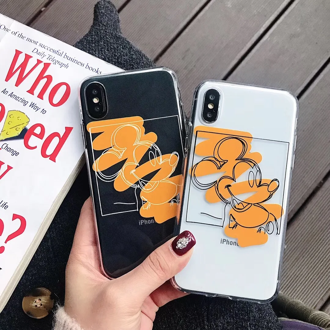 

Funny scrawl Minnie Mickey Mouse Soft TPU Case for coque iPhone X XS XR 7 8 Plus 6s 6plus Silicone XS MAX Cover Accessories