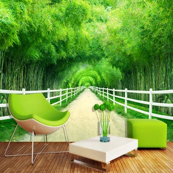 

Custom 3D Mural Wallpaper Modern Simple Bamboo Forest Fence Path Photo Wall Painting Living Room TV Sofa Backdrop Wall Paper 3 D