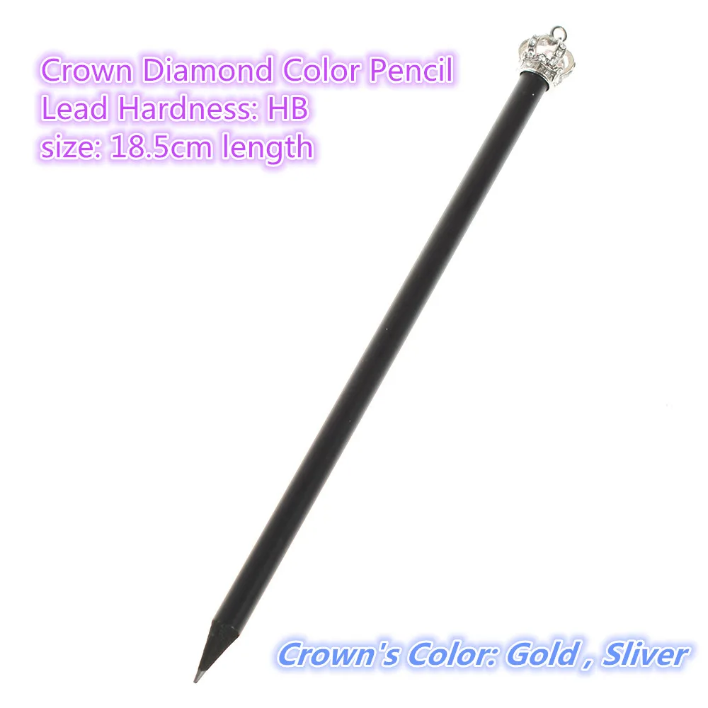

Fashion Crown Diamond Color Pencil Stationery Items Drawing Supplies Cute Pencils For School Basswood Office School Gifts HOT