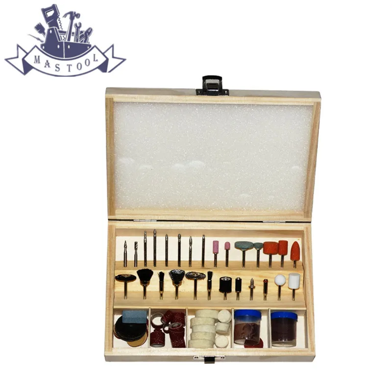 

100pcs/set Electric Tools Wooden Box Accessory Kit 3mm Shaft Drilling Sawing Grinding Sharping Polishing Dremel Accessories