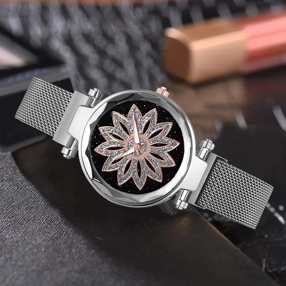 Модные часы звездного неба женские роскошные магнитные кварцевые наручные часы с геометрическим покрытием Стильные Золотые часы для девочек Роскошные