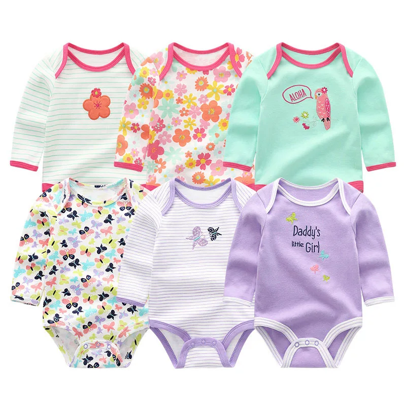 6 шт детская одежда боди с единорогами 0-12 M Roupas de малыш Bebe одежда полосатый комбинированный купальник хлопоковый для новорожденных малышей Одежда для девочек - Цвет: Baby Bodysuits6107