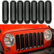 Для 07-16 джип JK Wrangler автомобиля Передняя решетка сетки крышка передняя решетка отделка кольцо Вставка Сетка Рамка Стиль Чехол стикер