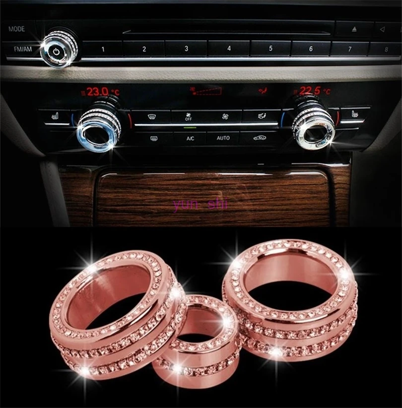3 colors 2 pcs Car Air Conditioning Rotary Knob Decoration Covers Car-styling For BMW 5 6 7 series X3 X4 X5 X6 M5 M6 5GT X5M X6M