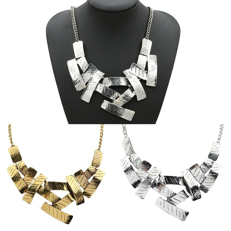 

LNRRABC Statement Women Collar Chain Elegant Irregular Geometric Metallic Chunky Bib Necklace Pedant Free Shipping