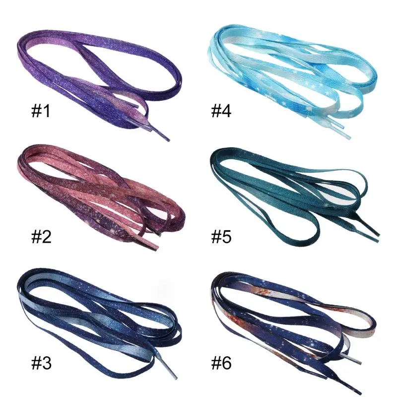 

Shoe Strings Fashion Starry Sky Printed Colorful Flat Shoelaces Unisex DIY Sneaker Sports Shoe Athletic Decoration Casual 1.4m