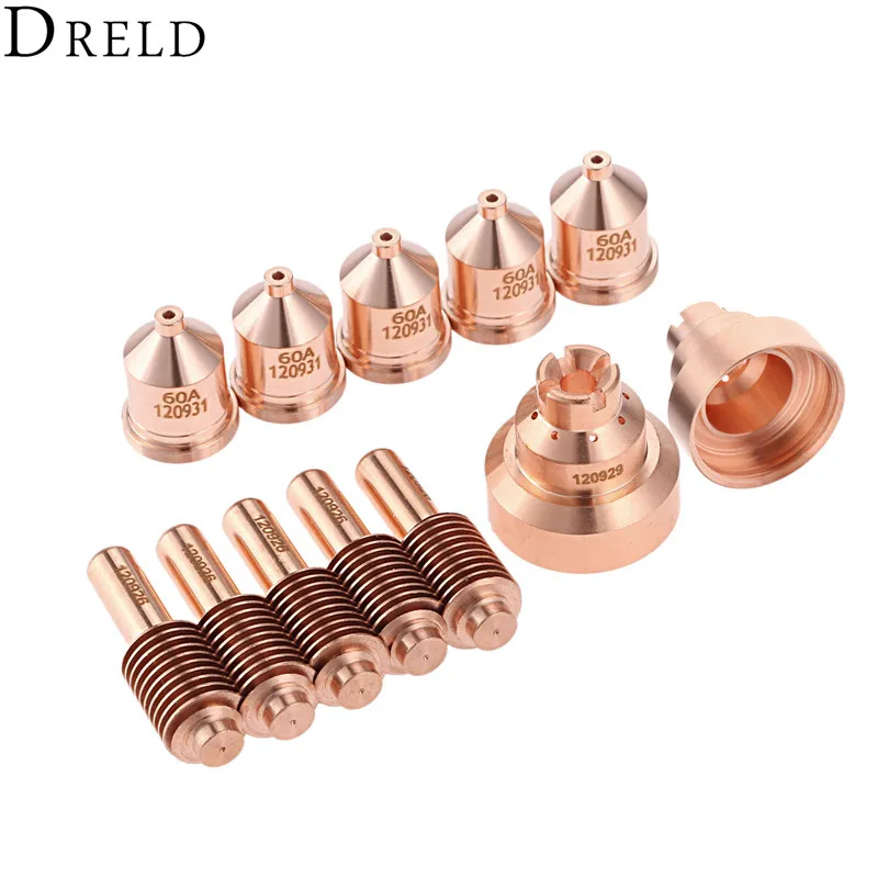 DRELD 12pcs/set Nozzle 120931+Electrode 120926+Shield 120929 For Plamsa Cutting Torch Consumables 1000 1250 1650 RT60 RT80