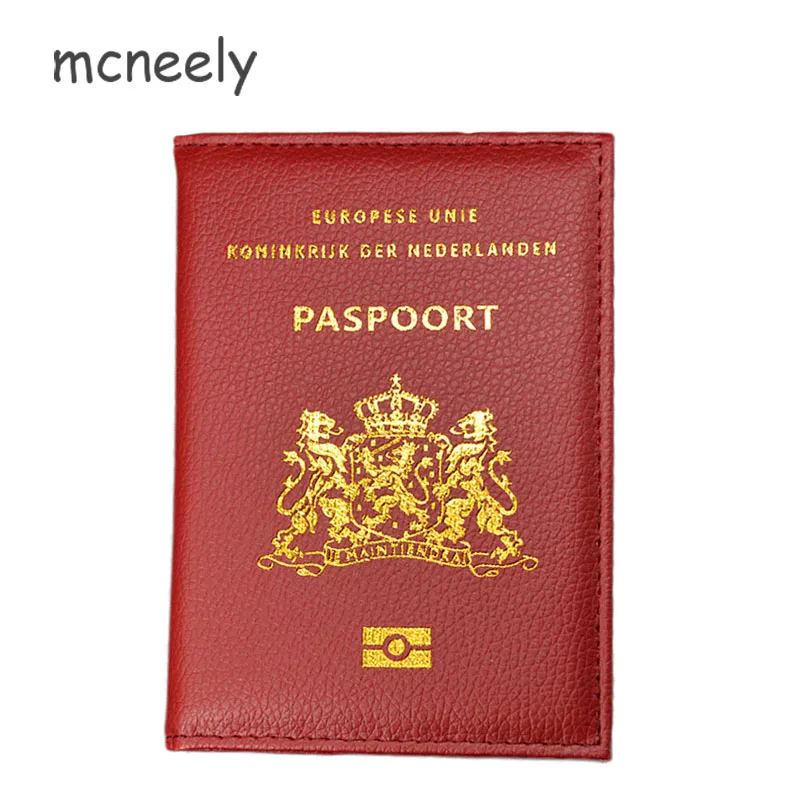 Модный защитный чехол для паспорта для путешествий из Нидерландов, деловой бумажник, защитная обложка для паспорта для голландского - Цвет: Wine Red