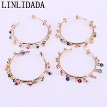 3 пары, цветные серьги-гвоздики с кубическим цирконием, Золотые серьги в форме круга, свадебные ювелирные изделия для женщин, радужные нежные серьги