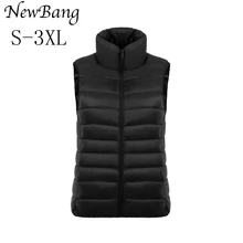 Бренд NewBang, женский жилет без рукавов, ультра-светильник, женский жилет на белом утином пуху, женский жилет с воротником-стойкой, тонкий теплый жилет