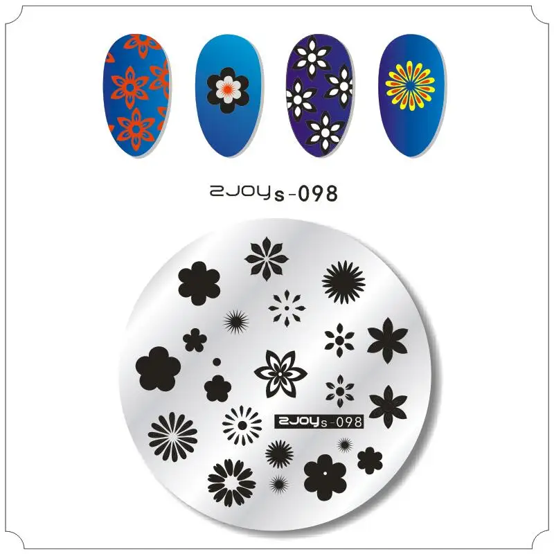 WAKEFULNESS цветочный узор для ногтей штамповочная пластина круглый перо изображение маникюрный шаблон дизайн ногтей штамп трафареты - Цвет: ZJOYs-098