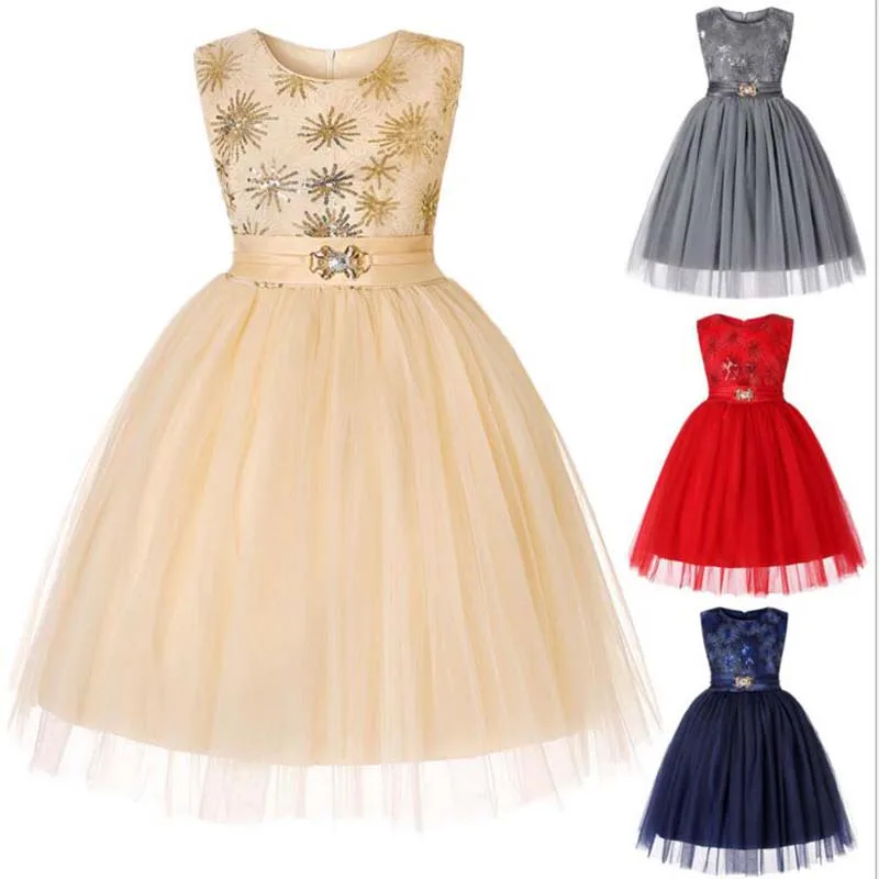 

New Kids Flower Dresses for Girls Christmas Clothes Children Clothing Dress Princess Brithday Wedding Party Baby Girl Dress Bow