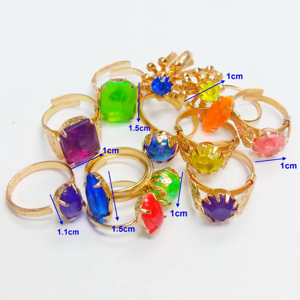 50 pcs Metal gold Girl gem RINGS VENDING MACHINE TOYS pinata Bag Filler
