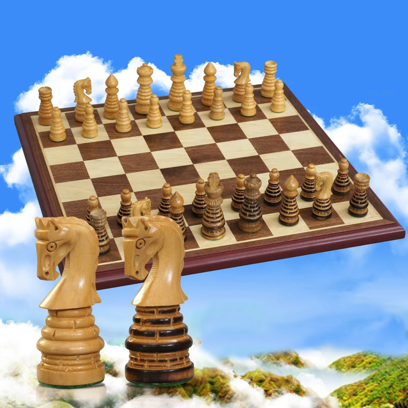 

BSTFAMLY wood chess set game, portable game of international chess, High-grade wood chessboard boxwood chess pieces wood, LA19