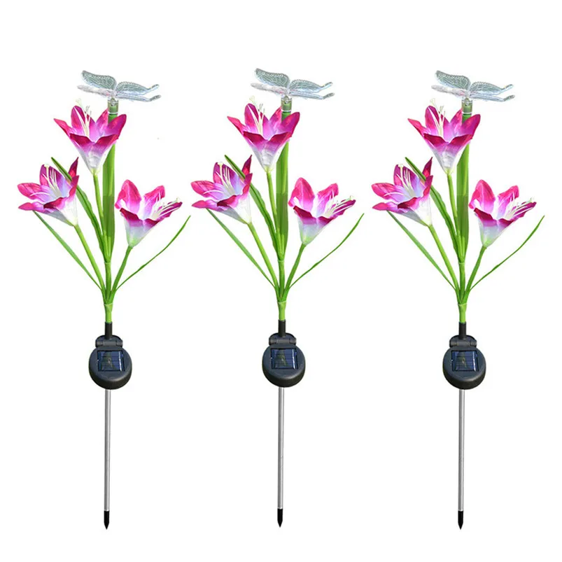 3PCS Solar Power Garland Light Lily Flower Fairy Lights Outdoor Garden Yard Path Lawn Landscape Lamp IP44 Waterproof Luces 40AP413
