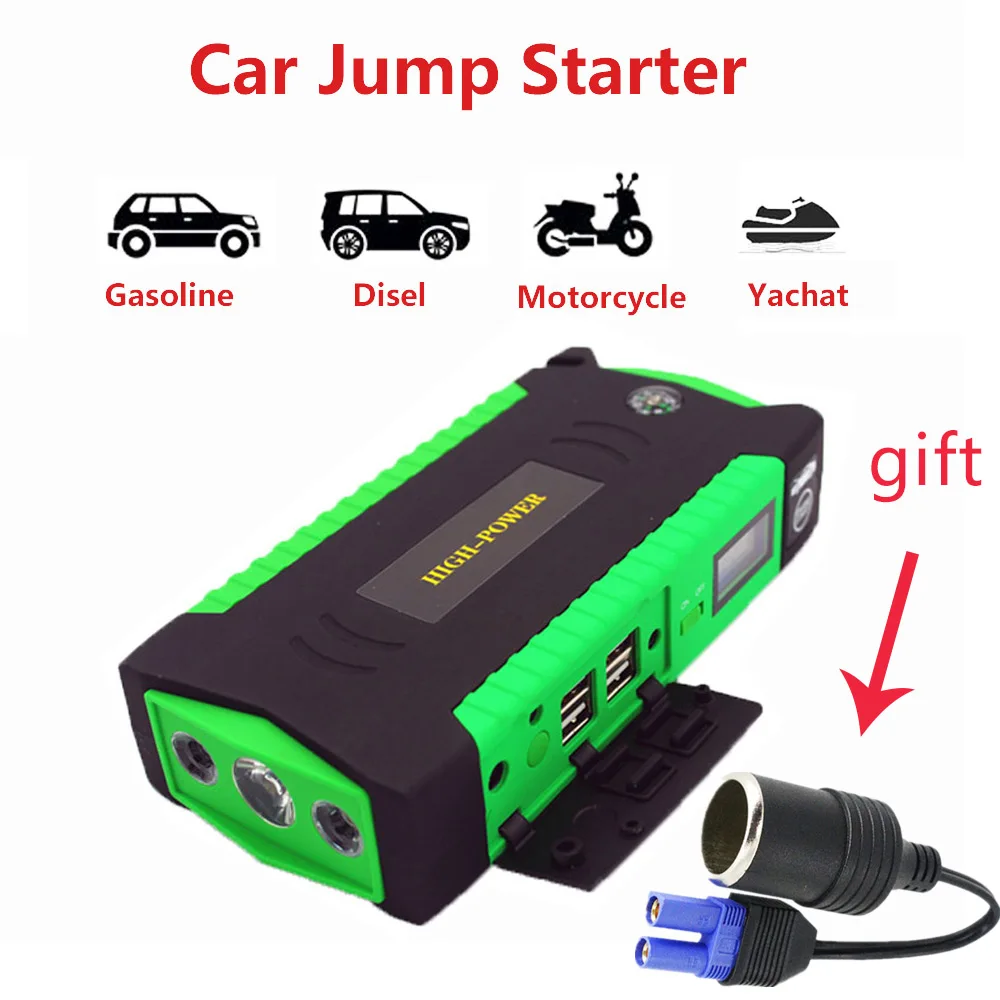 

High Power Car Jump Starter 12V Portable Power Bank Battery Booster Buster 16000mAh Emergency Starting Device Car Charger LED