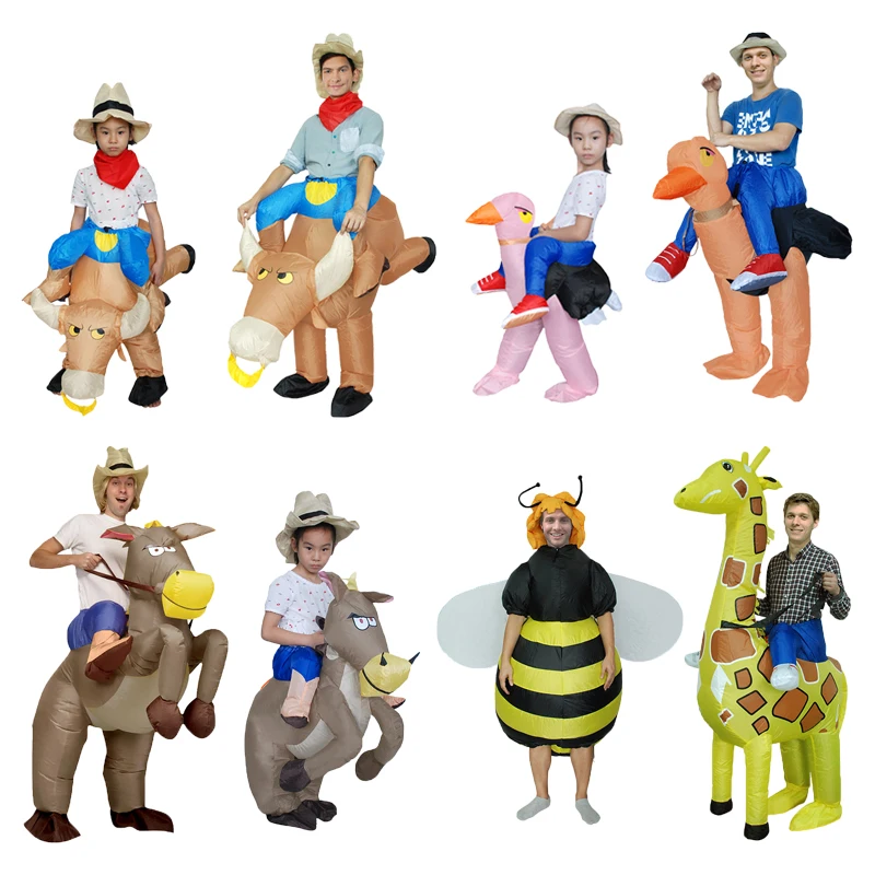

Holiday Carnival Costume Women Dinosaur Cowboy Inflatable Costumes Funny Party Dress Animal Cosply Halloween Costume for Kids