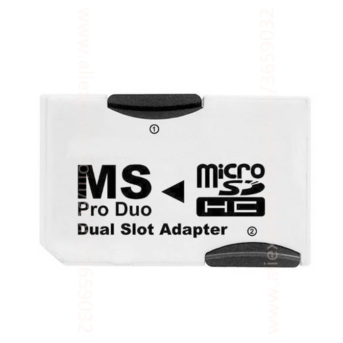 MS Pro Duo Dual Slot Adapter, Memory Card 2 microSD/micro SDHC Cards