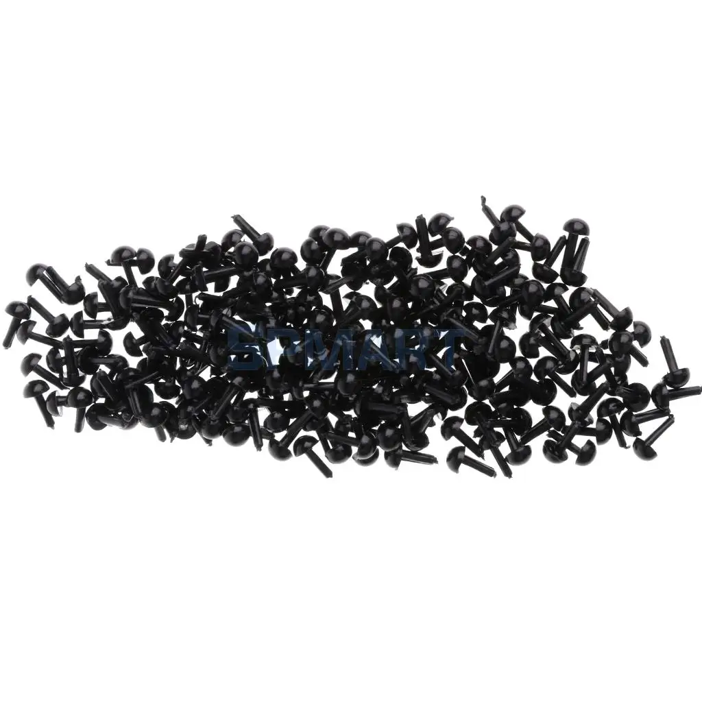 200pcs Plastic Safety Eyes Craft Eyes for Doll Puppet Bear Plush Animal Felting Toy Arts Making 5MM Black