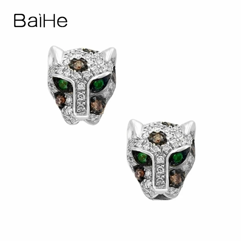 

BAIHE Solid 14K White Gold 0.25ct H/SI Round 100% Genuine Natural White Diamonds Engagement Trendy Fine Jewelry Stud Earrings